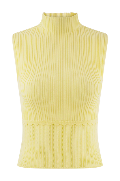 Indy Pointelle Knit Top Lemon