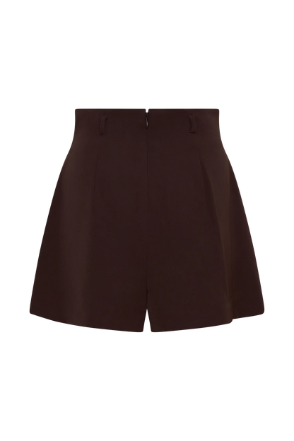 Simone Pleated Suiting Short Dark Chocolate
