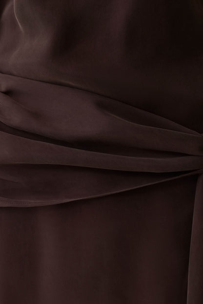 Felicity Short Sleeve Dress With Waist Tie Dark Chocolate