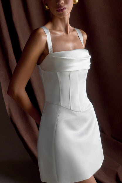 Isabel Satin Corset Mini Dress White