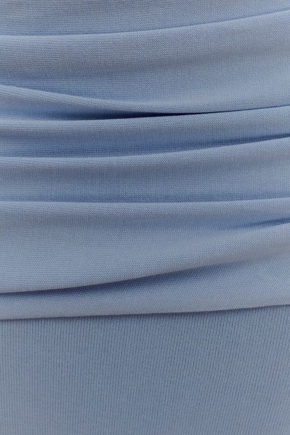 Irene Gathered Knit Maxi Skirt Blue