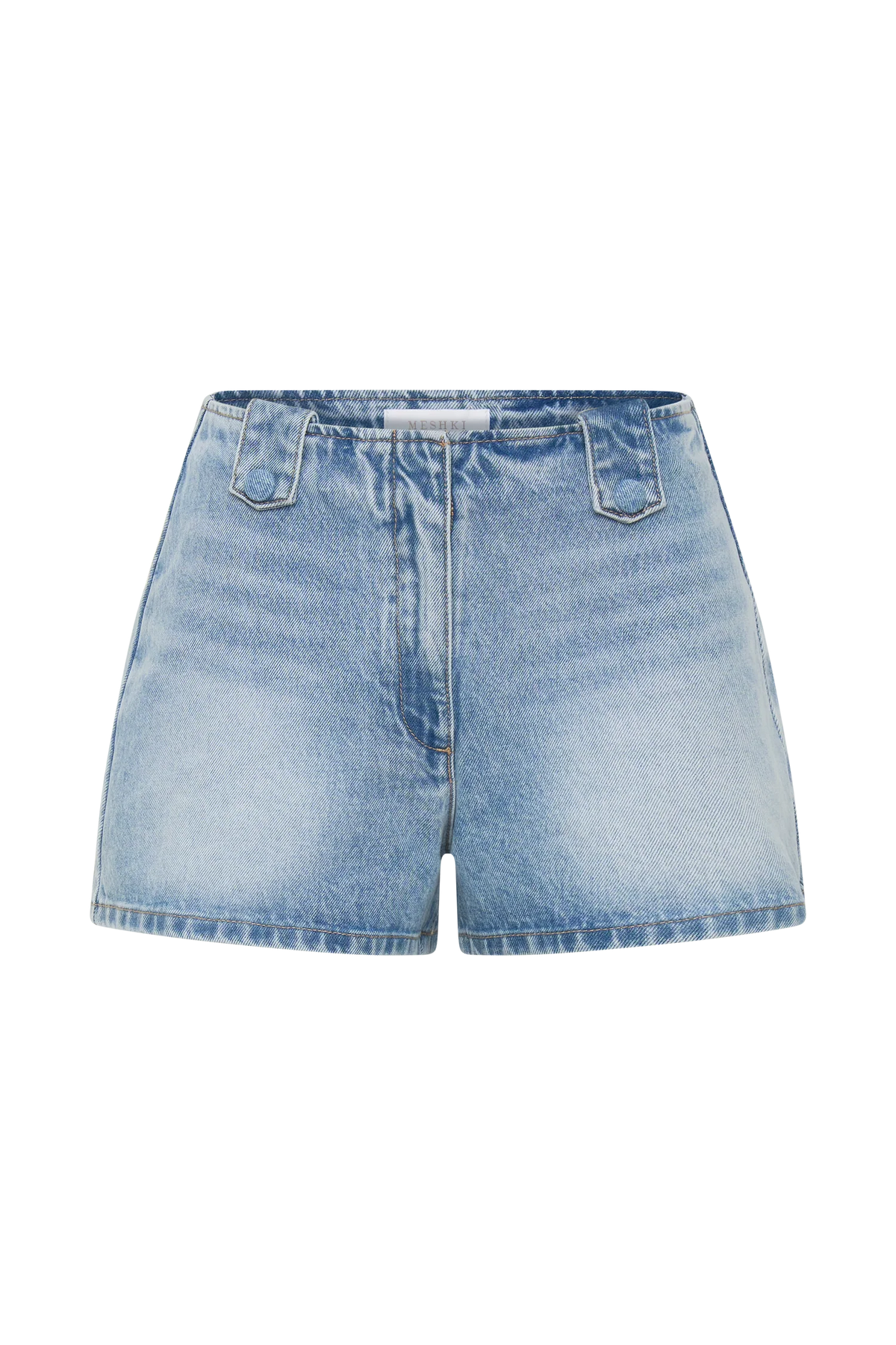 Erin Mid Rise Denim Shorts Washed Light Blue