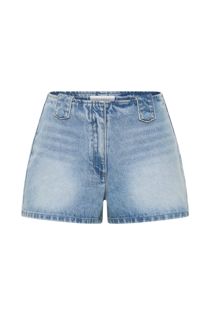 Erin Mid Rise Denim Shorts Washed Light Blue