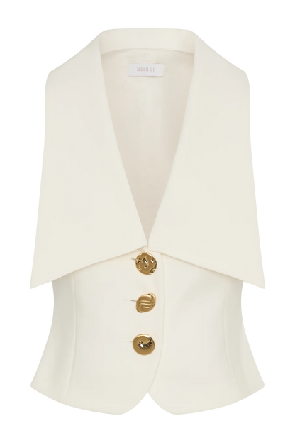 Alix Mixed Button Vest Ivory