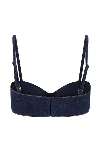Belle Denim Cropped Bralette Indigo Blue