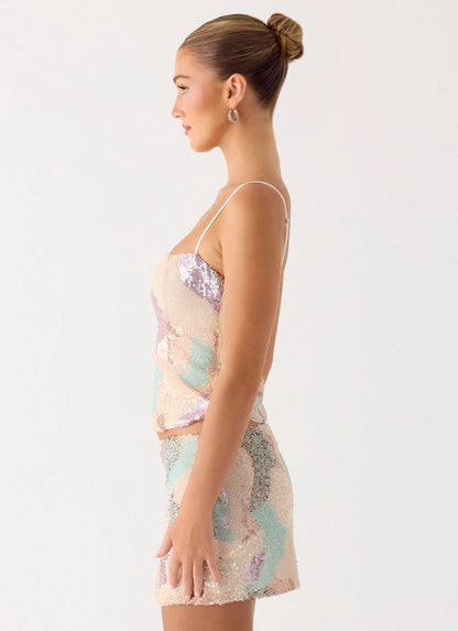 Elyna Beaded Top Swirl Sequin