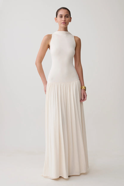 Zsela High Neck Modal Maxi Dress Ivory