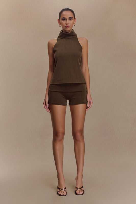 Birdie Fold Over Shorts Chocolate
