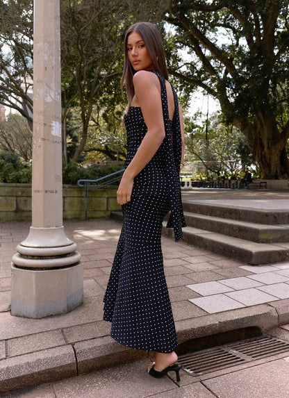 Under The Pagoda Maxi Dress Black Polkadot