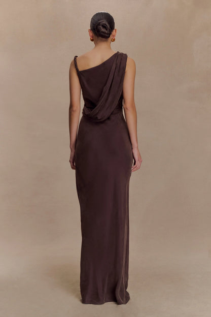 Lorieanne Draped Maxi Dress Dark Chocolate