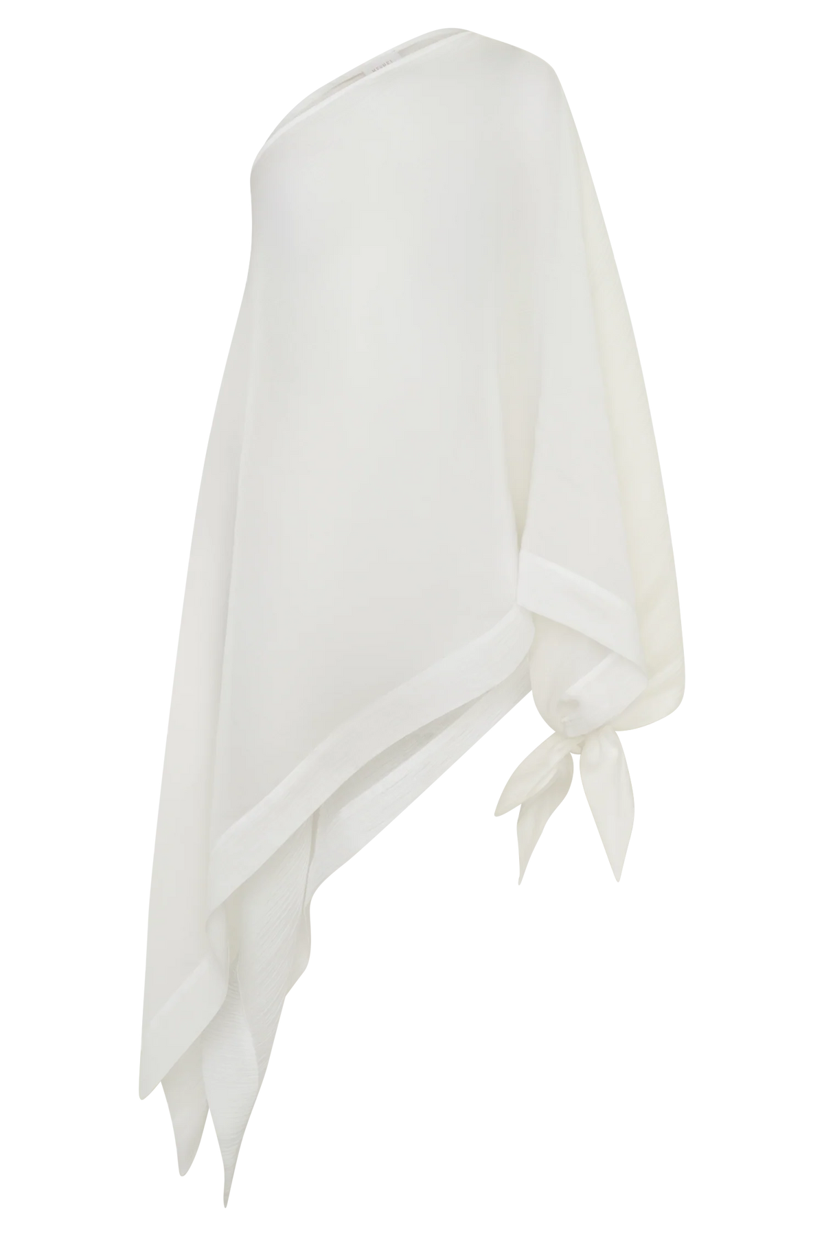 Leilani Sheer Draped Asymmetric Top Ivory