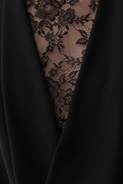 Arra Chiffon Lace Halter Top Black