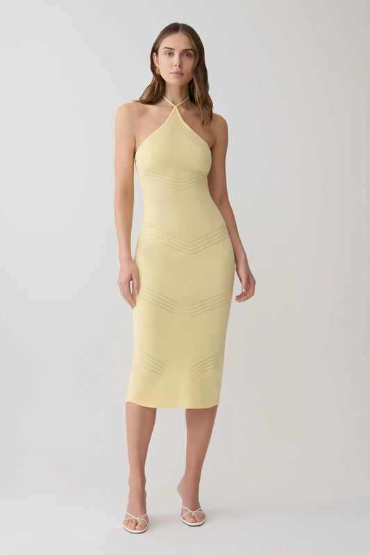 Penny Pointelle Midi Dress Lemon