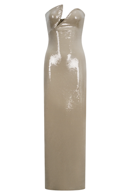 Winston Strapless Sequin Maxi Dress Taupe