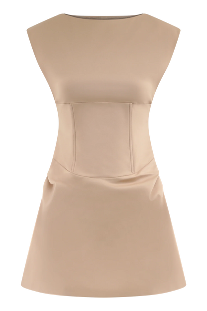 Doris Sleeveless Mini Dress Camel
