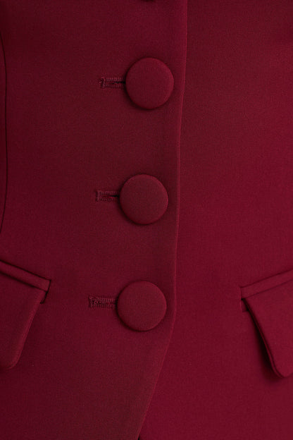 Tecla Burgundy Button Up Tailored Waistcoat