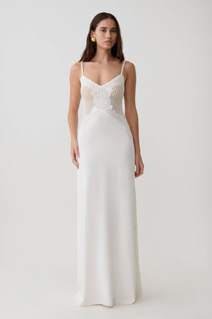 Bray Knit Lace Maxi Dress Ivory