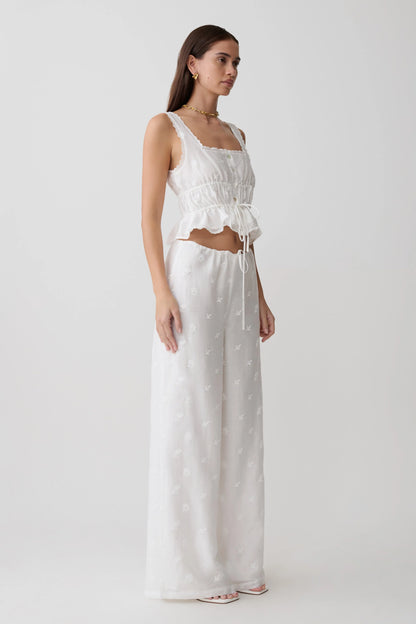 Vivian Embroidered Sleeveless Top White