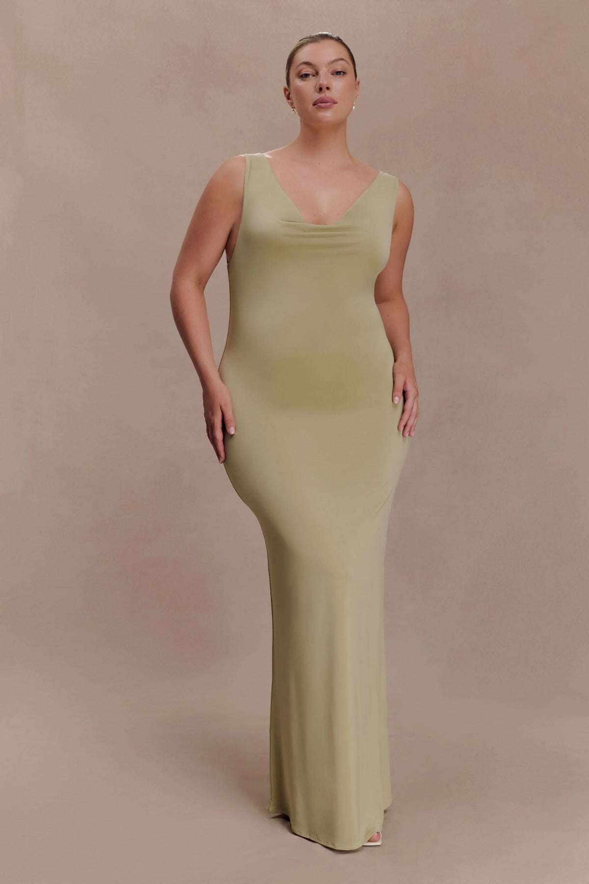 Marta Slinky Cowl Maxi Dress Sage
