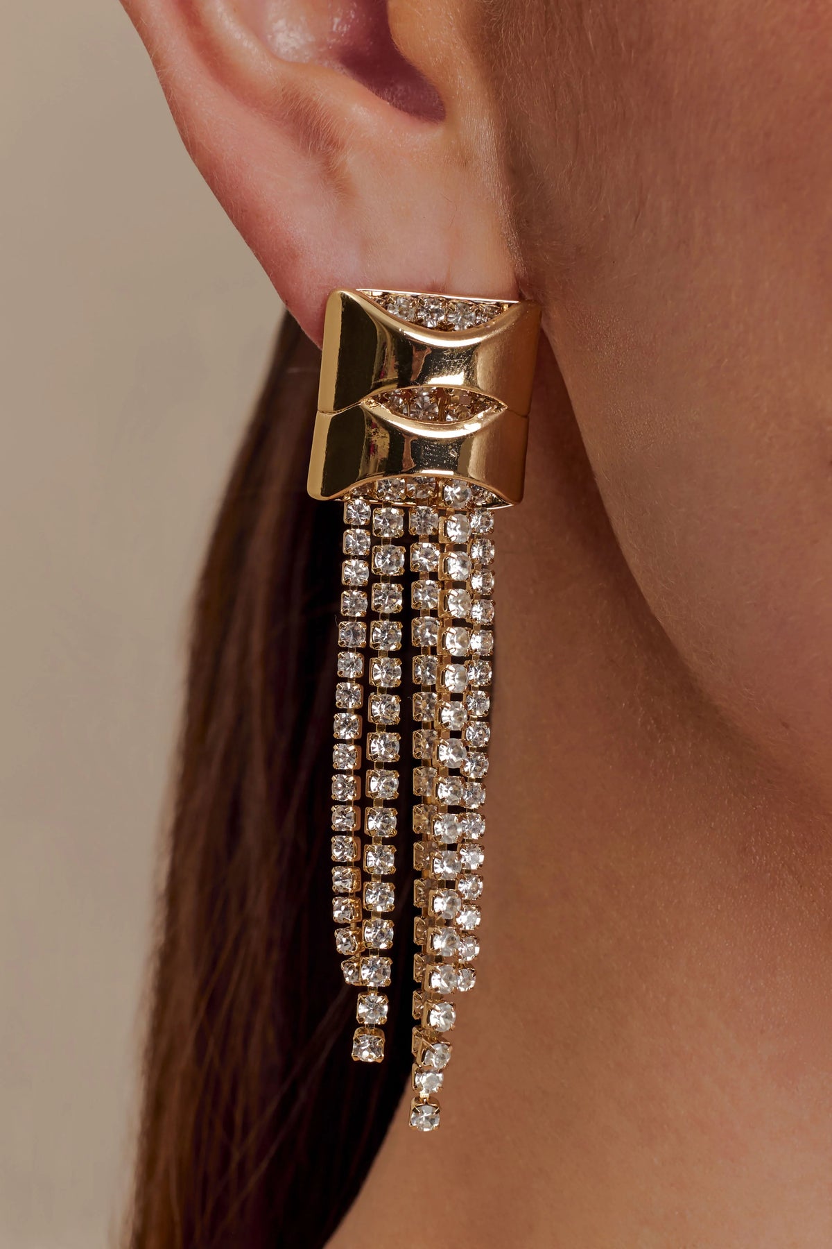 Shea Crystal Fringe Drop Earrings Gold