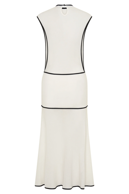 Aris Sleeveless Sheer Maxi Dress Black White