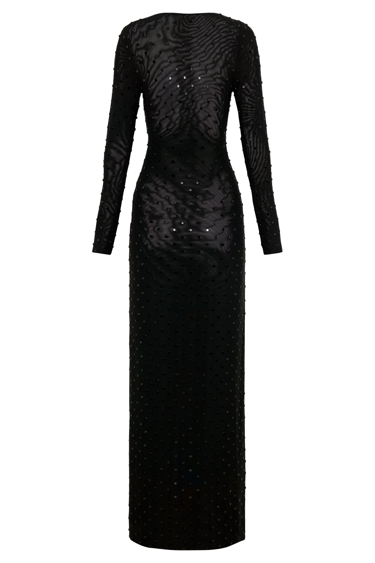 Acadia Diamante Long Sleeve Maxi Dress Black