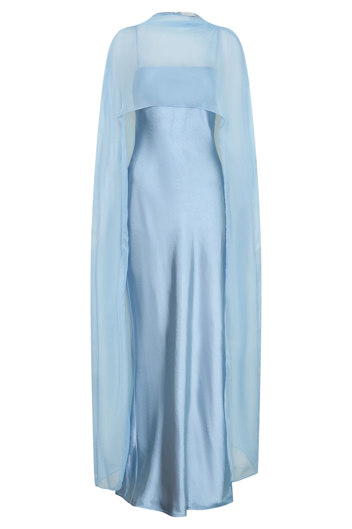 Martinne Chiffon Cape Maxi Dress Arctic Blue