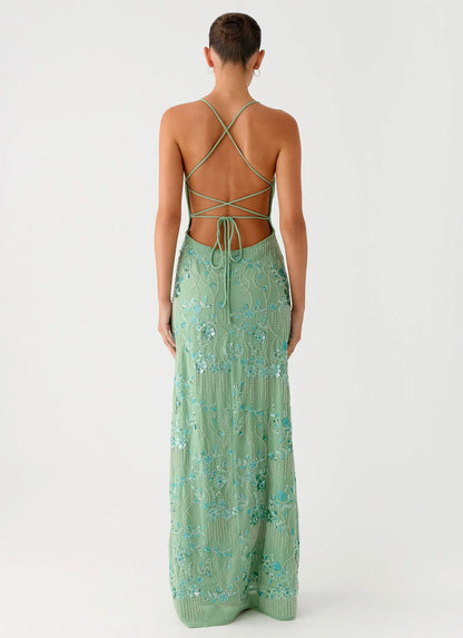 Vietta Sequin Cami Maxi Dress Mint