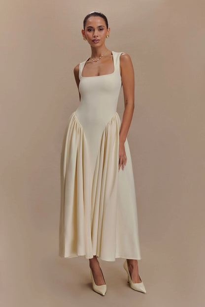 Sharon Scuba Jersey Midi Dress Ivory