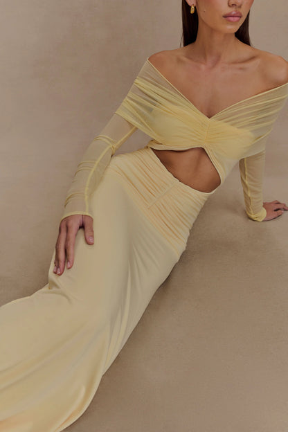 Rafaella Slinky And Mesh Maxi Dress Lemon
