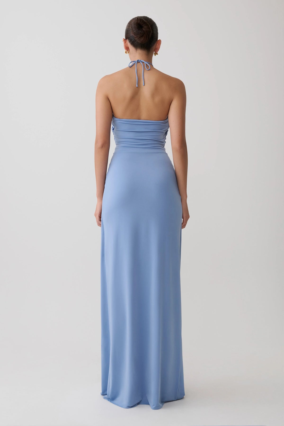 Quincy Halter Maxi Dress With Hardware Cornflower Blue