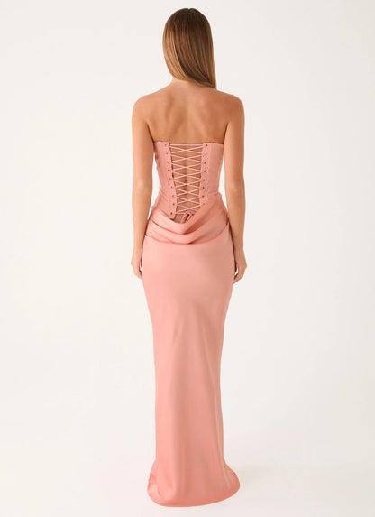 Adara Corset Maxi Dress Peach