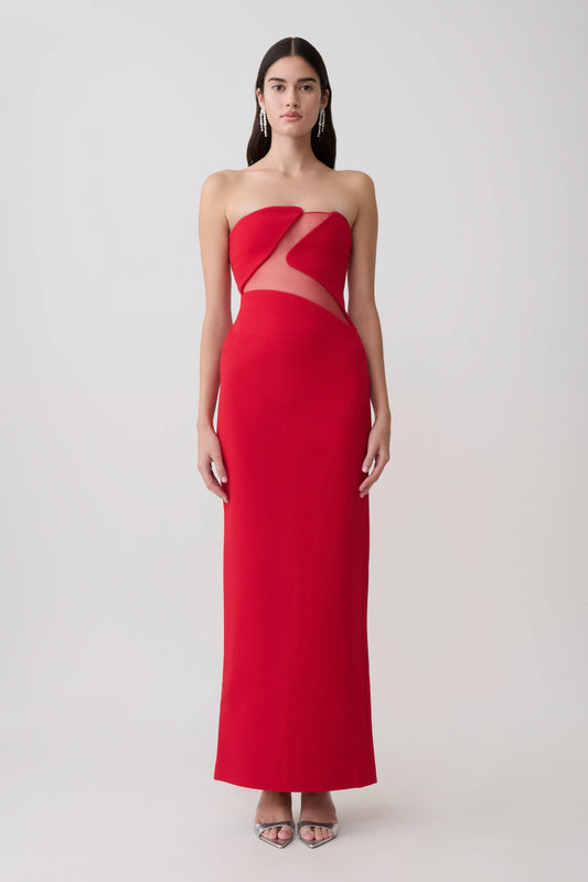 Lianne Strapless Maxi Dress Red