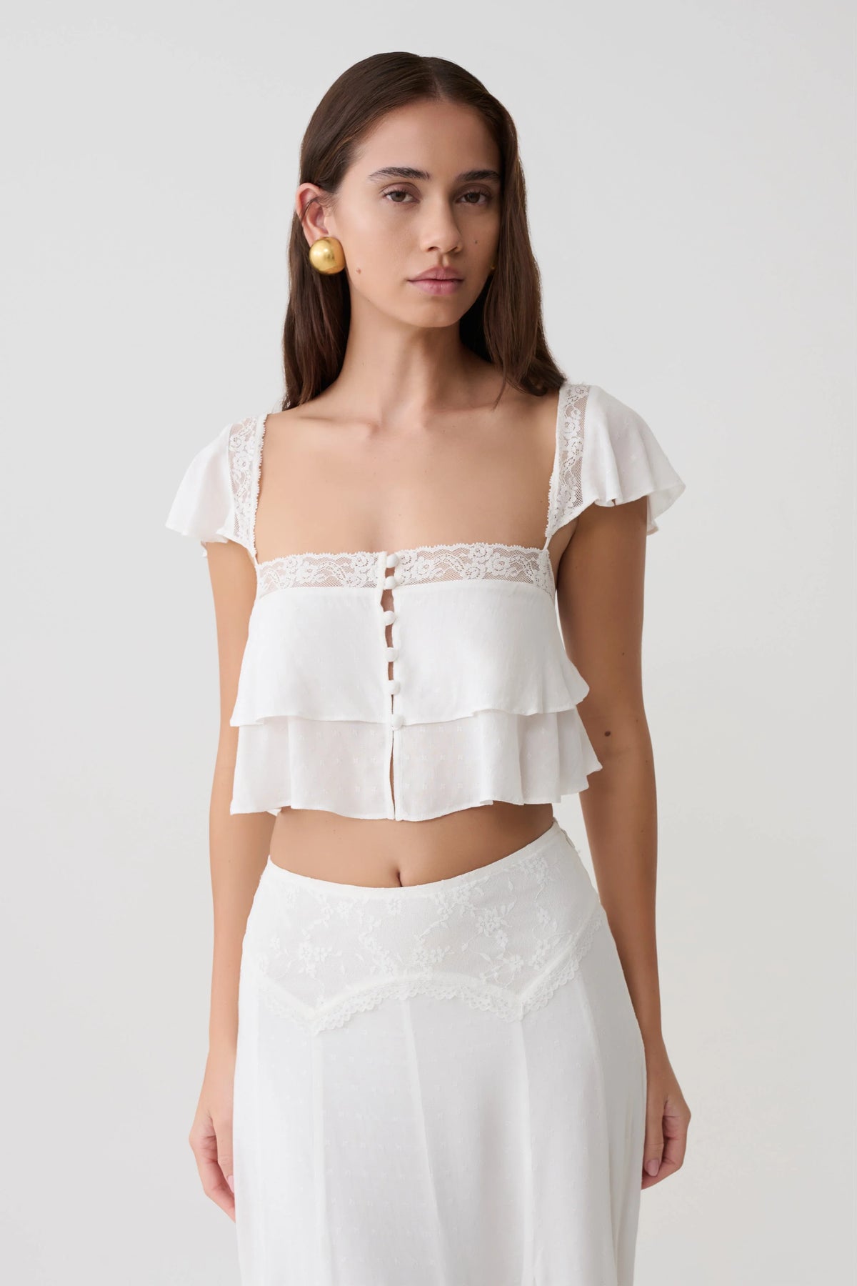 Skylar Lace Sleeveless Crop Top White