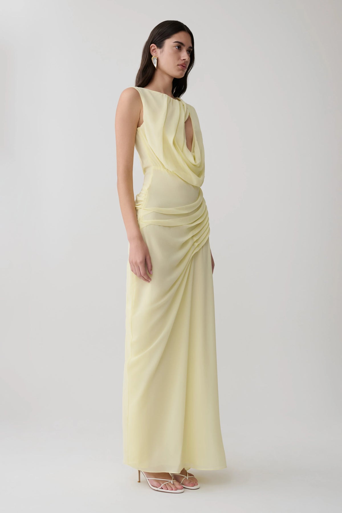Oria Chiffon Maxi Dress Pastel Lemon