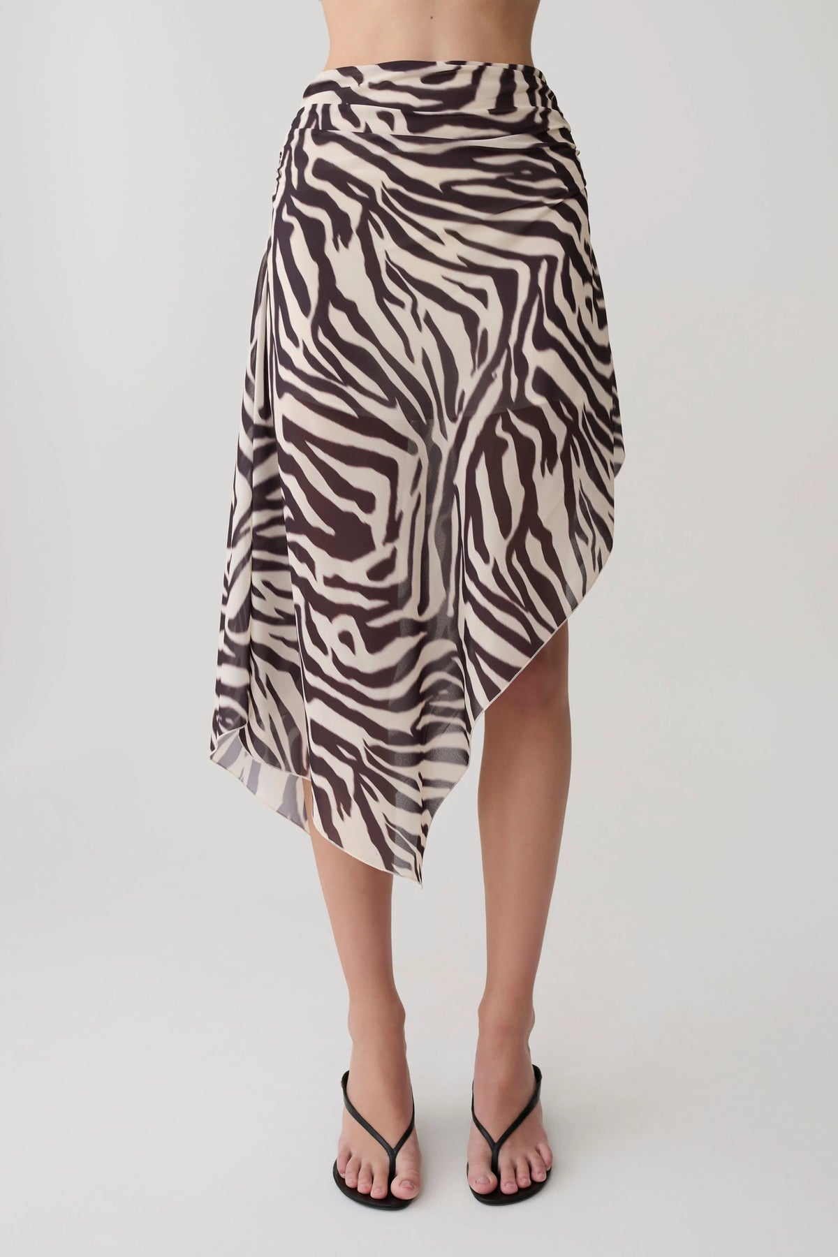 Lana Chiffon Midi Skirt Abstract Zebra Print