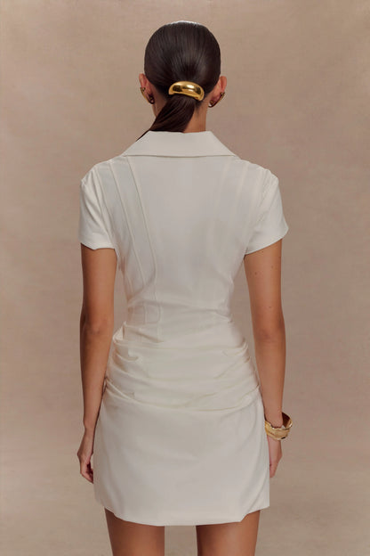 Tarryn Collared Cotton Mini Dress White