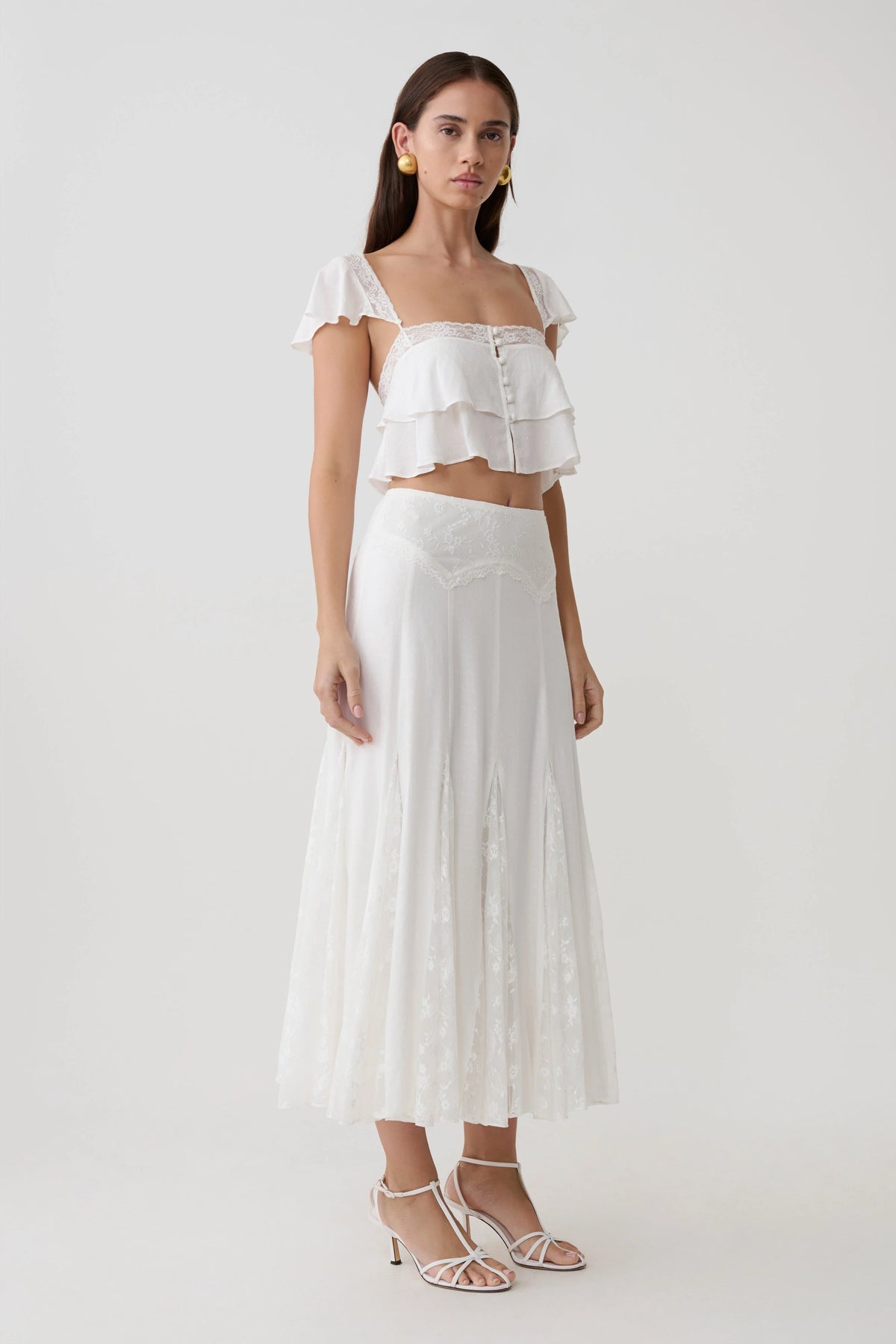 Skylar Lace Sleeveless Crop Top White