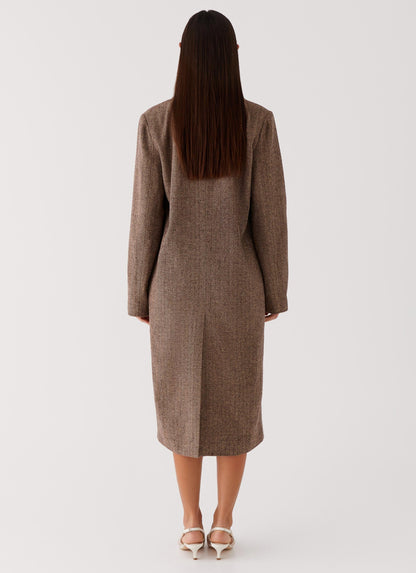 Since Way Back Longline Coat Brown