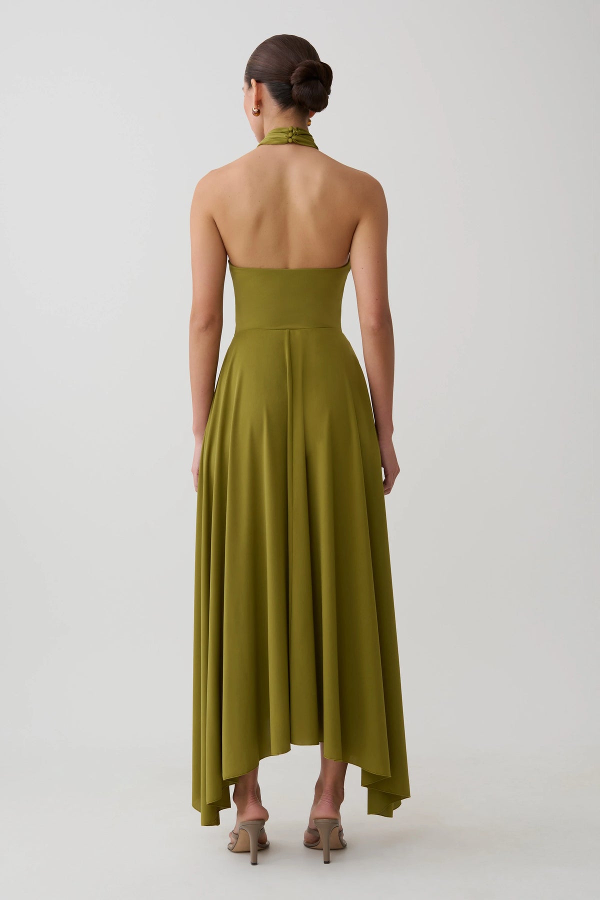 Bambi Twisted Neck Dry Jersey Bodysuit Martini Olive