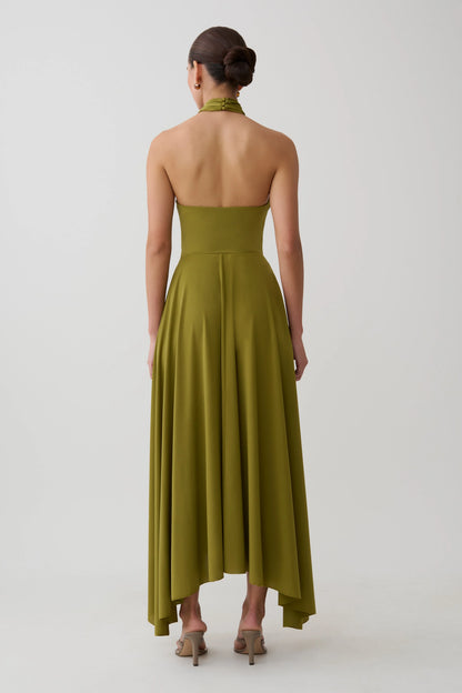 Bambi Twisted Neck Dry Jersey Bodysuit Martini Olive