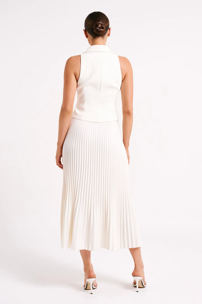 Twyla Pleated Suiting Maxi Skirt Ivory