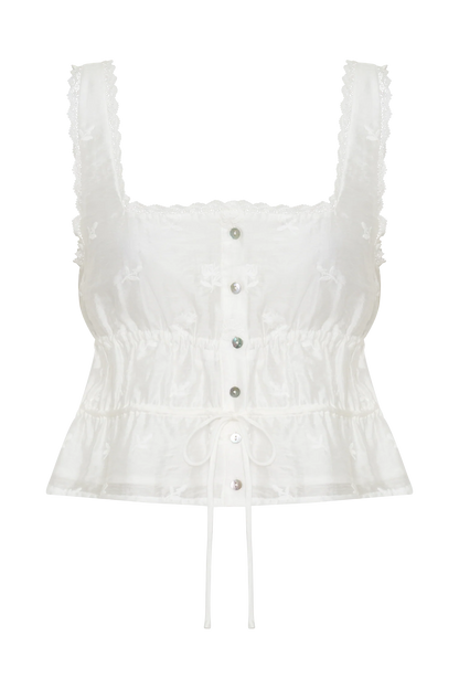 Vivian Embroidered Sleeveless Top White