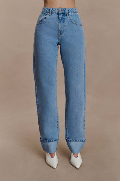 Kirralee Straight Leg Cuffed Jeans Classic Blue