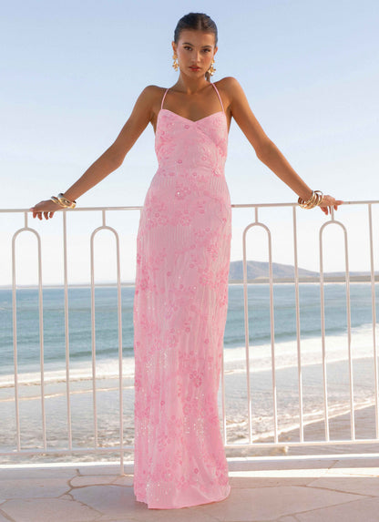 Vietta Sequin Cami Maxi Dress Pink