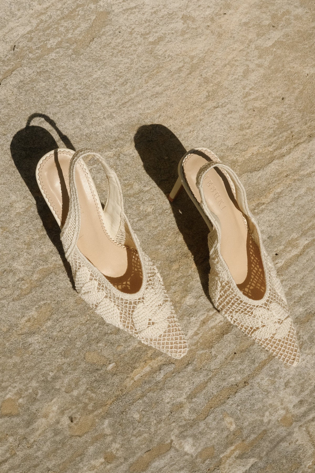 Guinevere Lace Applique Heel Ivory
