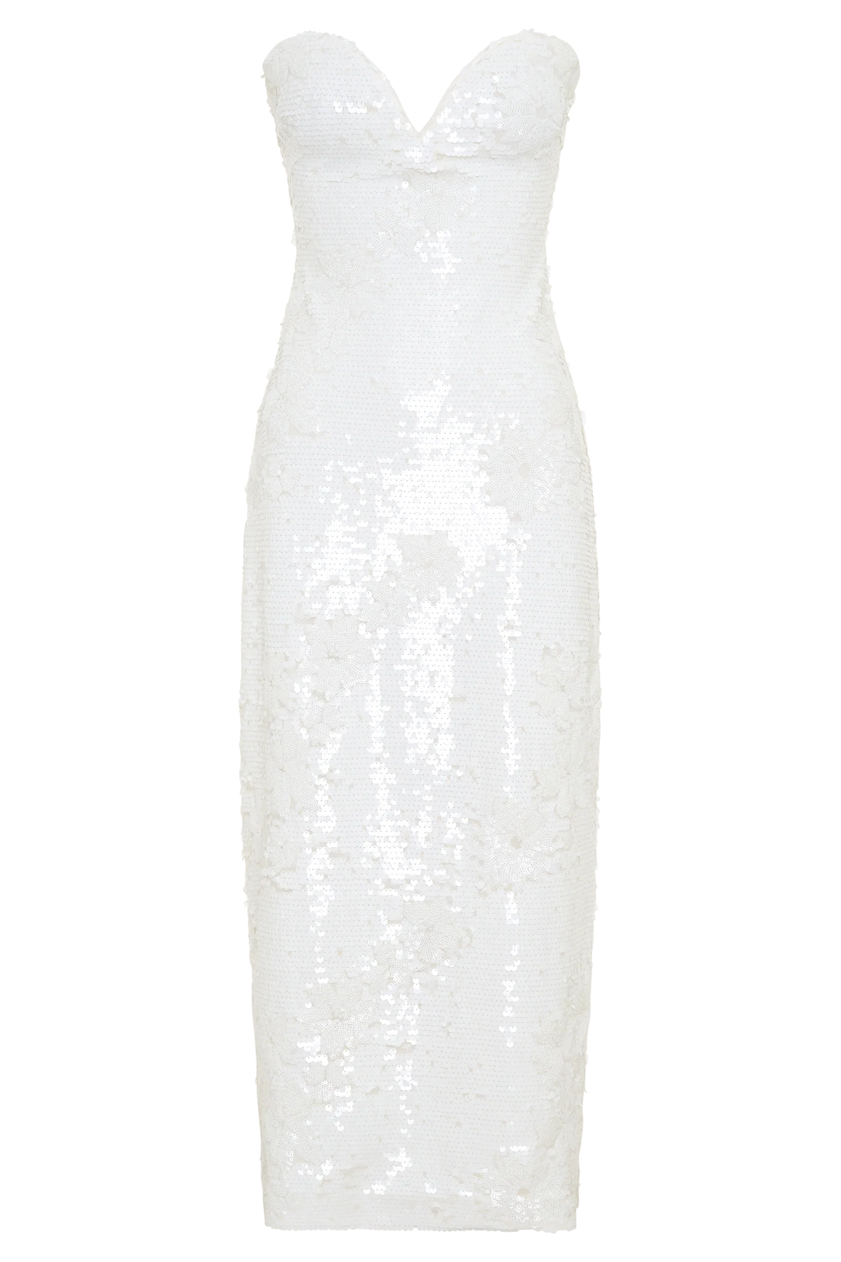 Maisie Strapless Sequin Midi Dress White