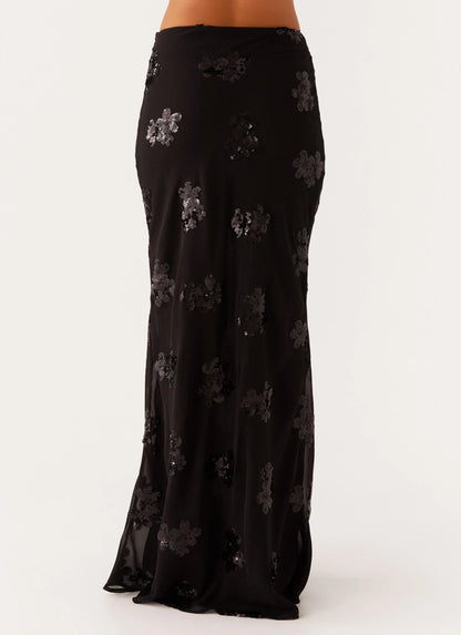 Only Girl Sequin Maxi Skirt Black