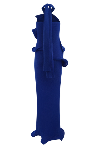 Caprice Halter Knit Maxi Dress Cobalt