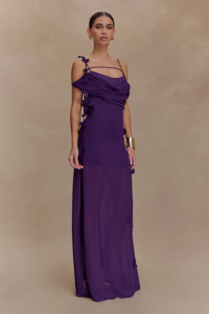 Rosalie Floral Chiffon Maxi Dress Purple
